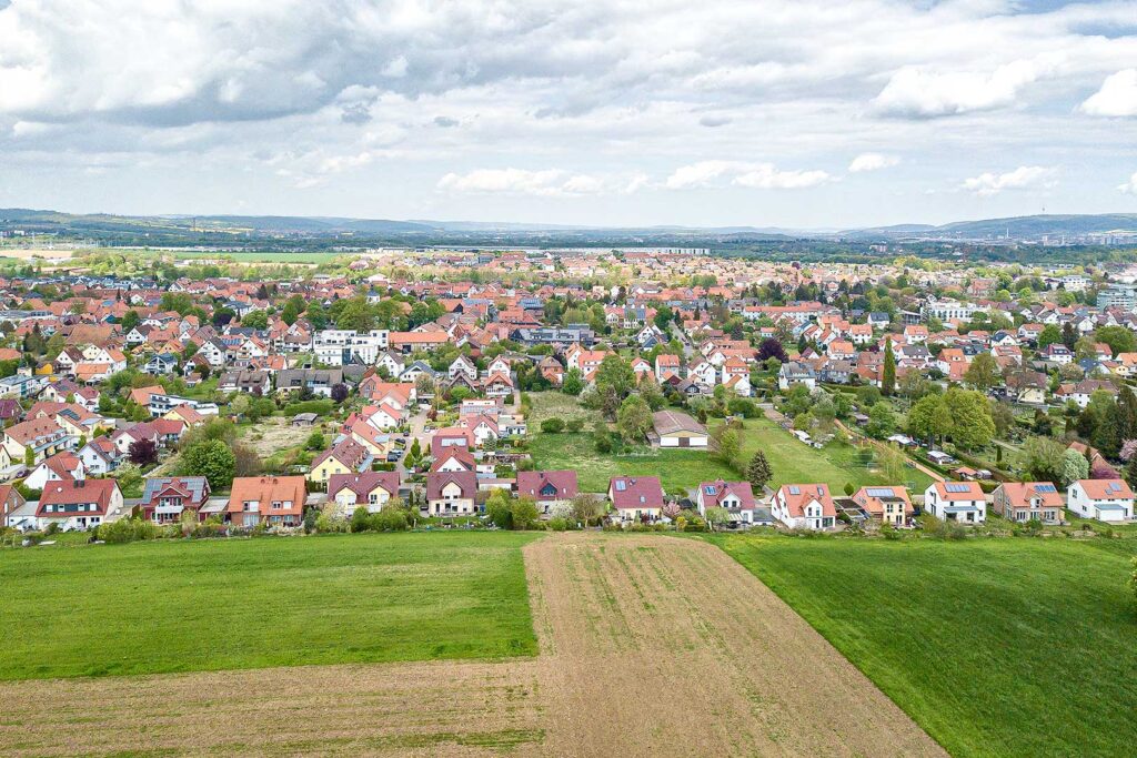 Blick auf die Ortschaft Rosdorf - vom Wartberg aus gesehen